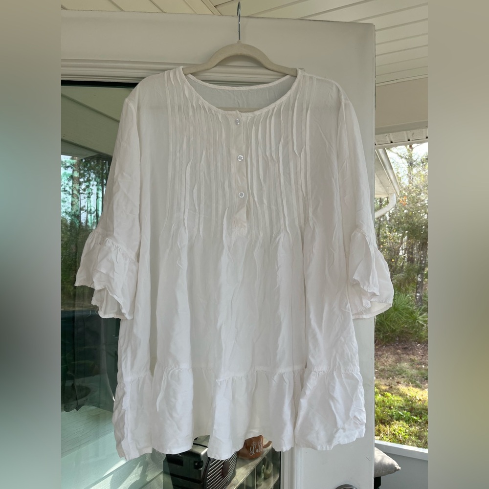 White Boho Ruffle Cover Up / Nightie – NWOT